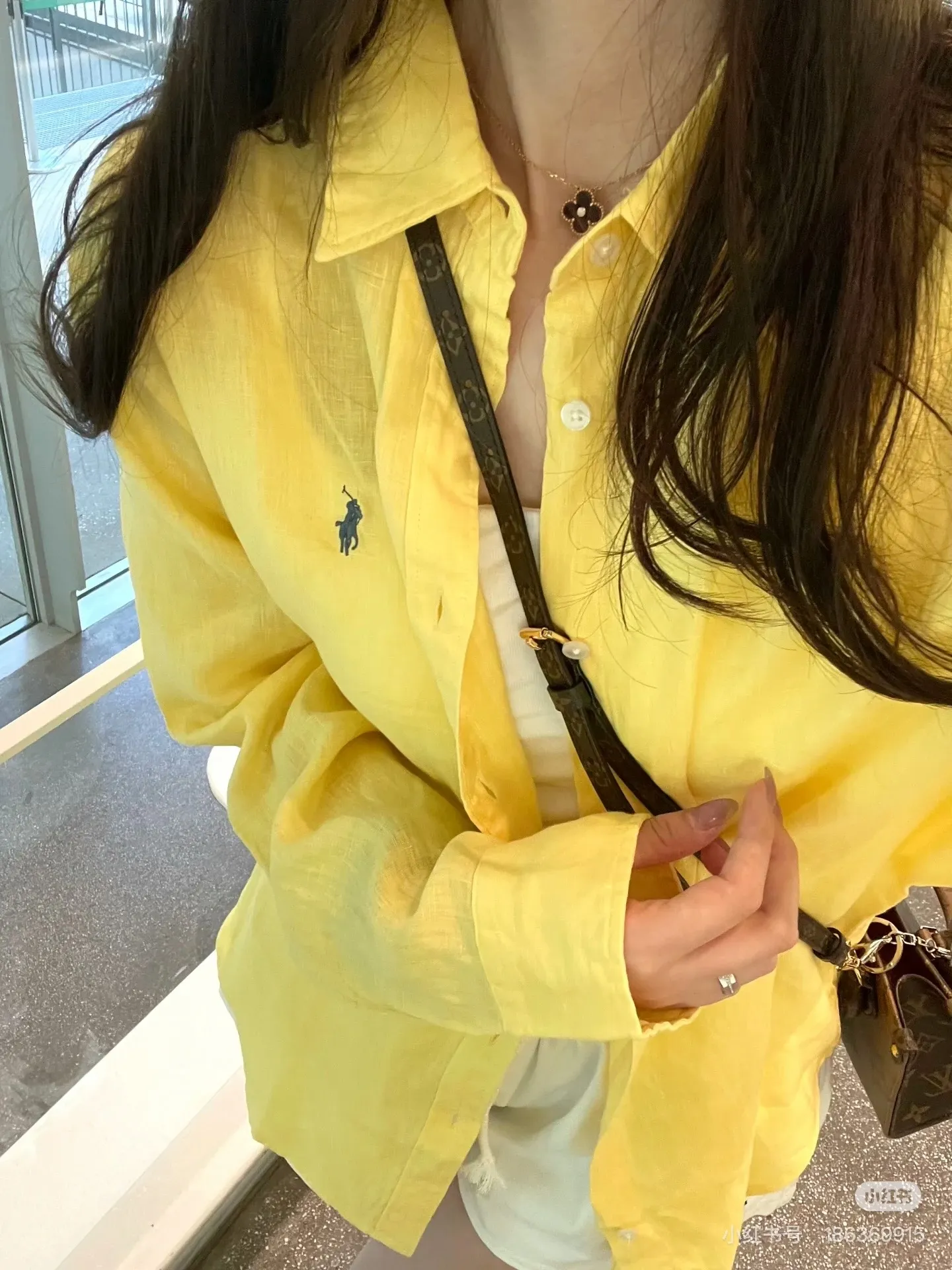 🅿️218 L06 #Ralph Lauren Pony·Original linen shirt✅✅✅Ready stock Focus on quality Feel free to compare Size: XS S M L Color: White Pink Yellow Purple Navy Blue Army Green